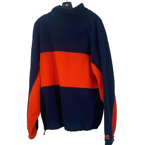 Vintage Chicago Bears Fleece Pullover - Men's Medium NFL Team Navy & Orange - Picture 2 of 3